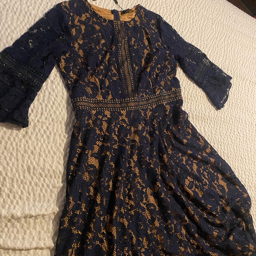 Elegant Navy Lace Dress